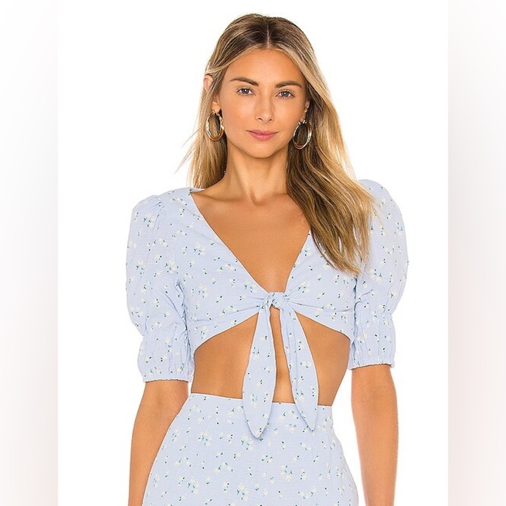 Majorelle Devonshire Top in Baby Blue Ditsy